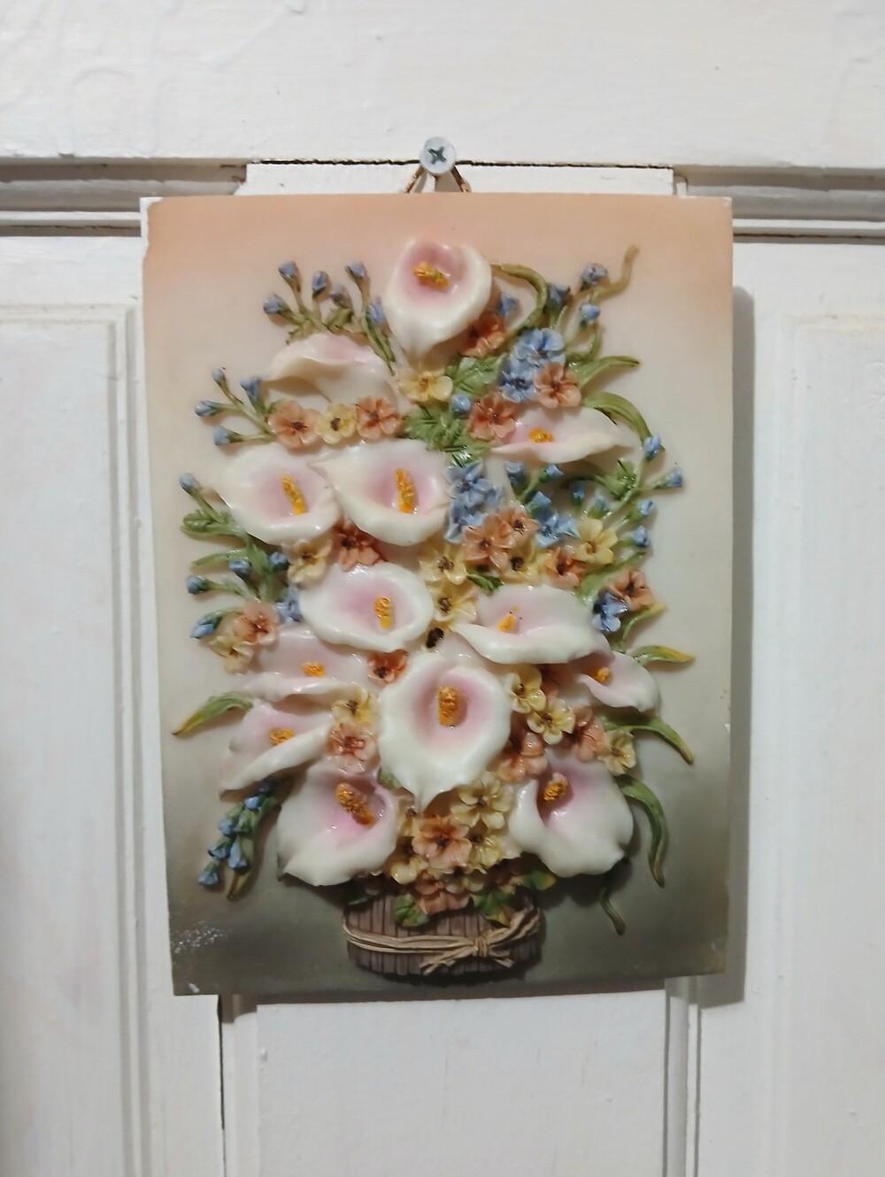 3D Floral Wall Art Plaque with Calla Lilies and Pastel Flowers